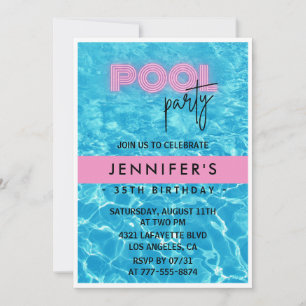 convites de aniversário de 35 anos Festa na Piscin