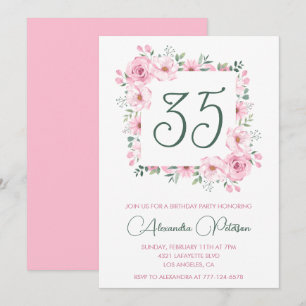 convites de aniversário de 35 anos Floral Elegante