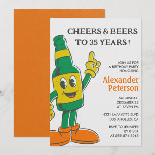 convites de aniversário de 35 anos Homem Cerveja D