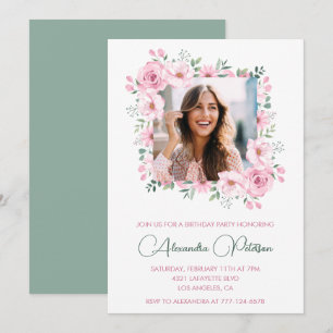 Convites de aniversário de 36 anos Floral Foto Ele