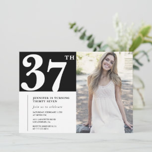 Convites de aniversário de 37 anos com foto Black 