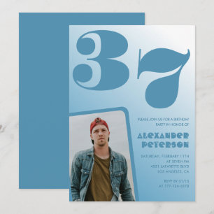 Convites de aniversário de 37 anos com gradiente d