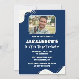 Convites de aniversário de 37 anos simples para ho