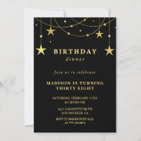 convites de aniversário de 38 anos Black Gold 38th