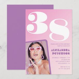 Convites de aniversário de 38 anos Pink Groovy ret