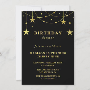 Convites de aniversário de 39 anos Black Gold  Sta