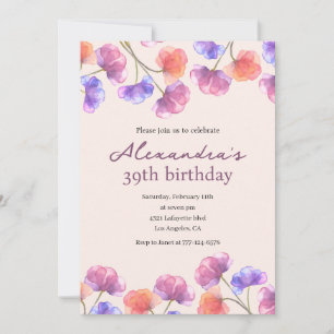 Convites de aniversário de 39 anos elegantes Boho
