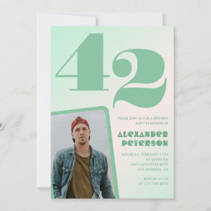 Convites de aniversário de 42 anos gradiente verde