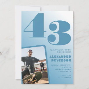 Convites de aniversário de 43 anos com gradiente a