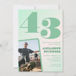 Convites de aniversário de 43 anos gradiente verde