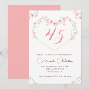 convites de aniversário de 45 anos Boho Floral Ele