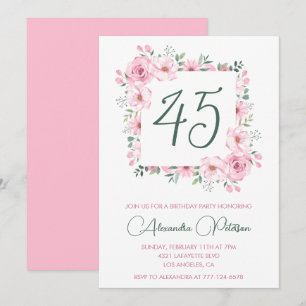 convites de aniversário de 45 anos Floral Elegante