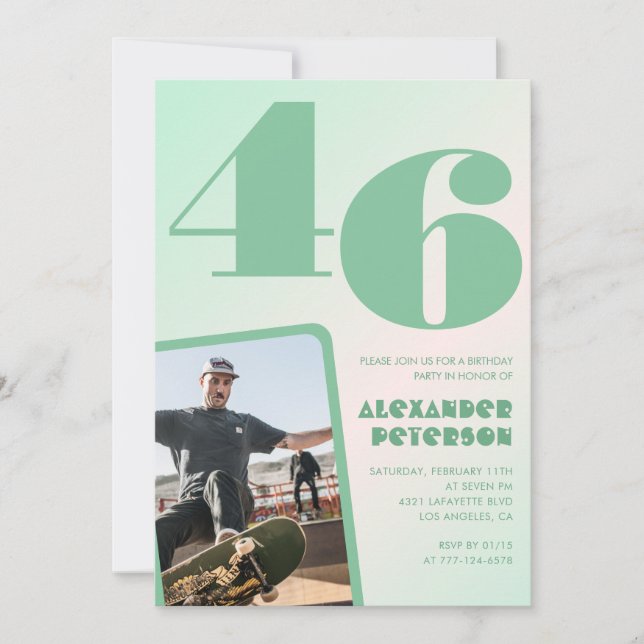 Convites de aniversário de 46 anos com gradiente v (Frente)