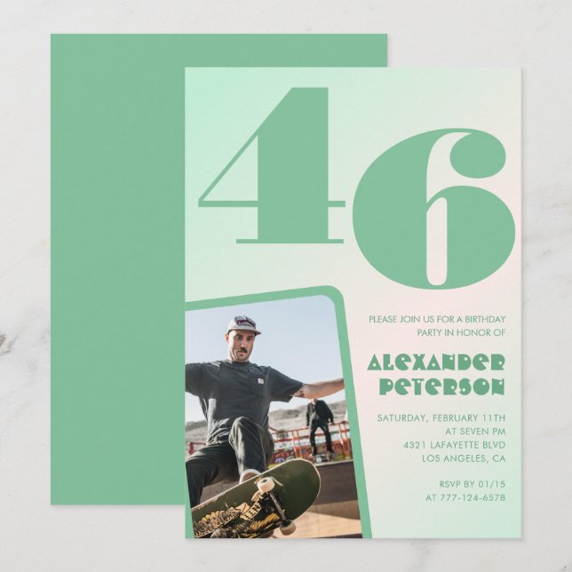 Convites de aniversário de 46 anos com gradiente v (Frente/Verso)