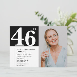 Convites de aniversário de 46 anos em foto preto e