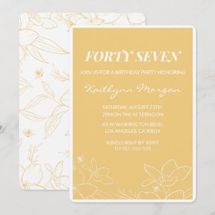 Convites de aniversário de 47 anos Floral Modern Y