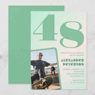 Convites de aniversário de 48 anos gradiente verde