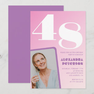 Convites de aniversário de 48 anos Pink Groovy Ret