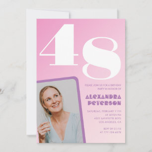 Convites de aniversário de 48 anos rosa Foto retrô