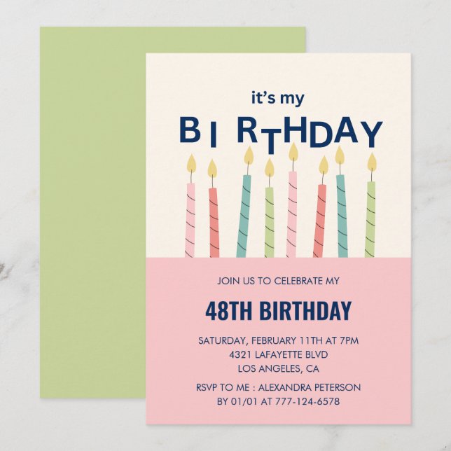 Convites de aniversário de 48 anos Vela Engraçada  (Frente/Verso)