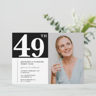 Convites de aniversário de 49 anos em foto preto e