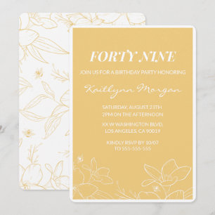 Convites de aniversário de 49 anos Floral Modern Y