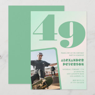 Convites de aniversário de 49 anos gradiente verde