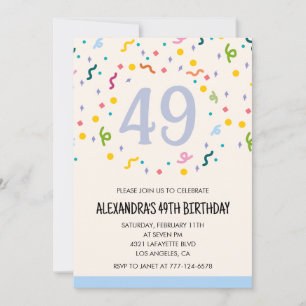 Convites de aniversário de 49 anos simples Confett