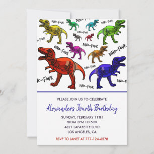 Convites de aniversário de 4 anos de dinossauro t 