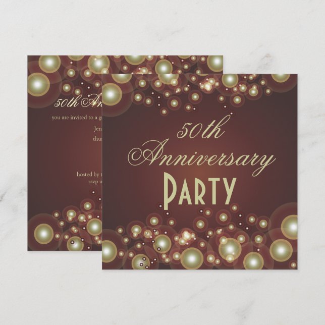 Convites de Aniversário de 50 Anos de Casamento (Frente/Verso)