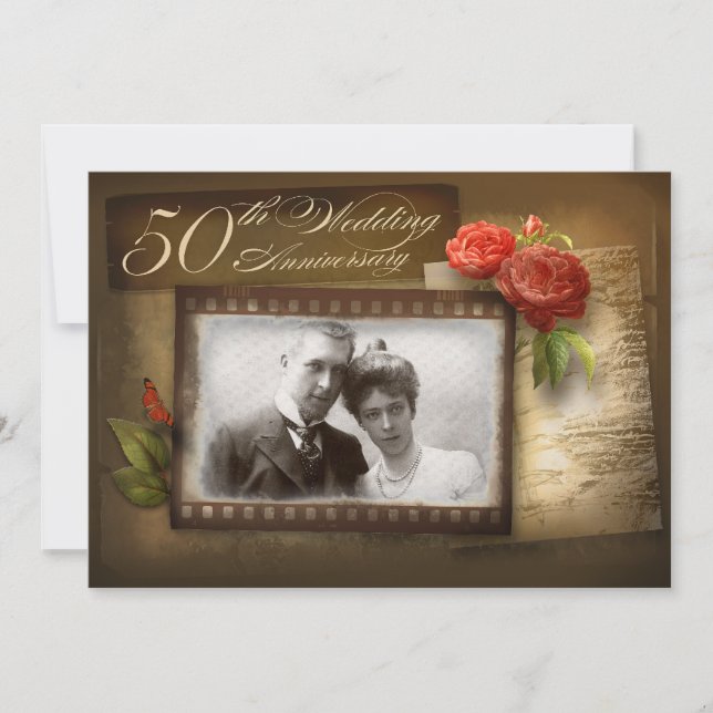 convites de aniversário de 50 anos de casamento co (Frente)