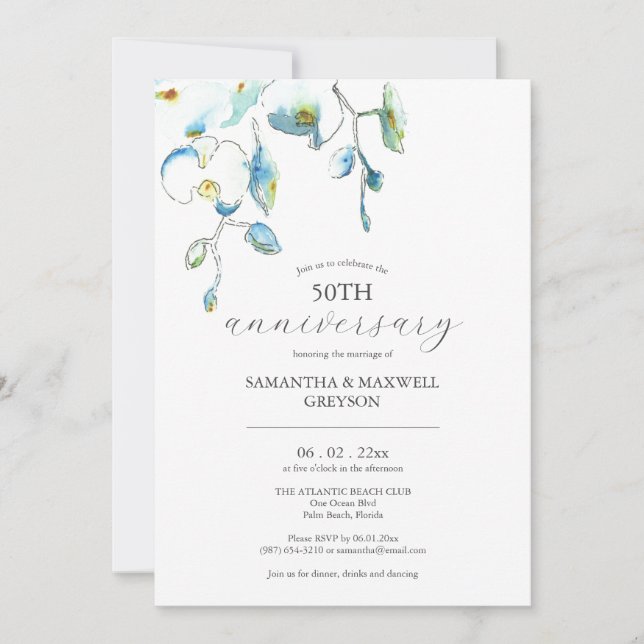 Convites de Aniversário de 50 Anos de Casamento Fl (Frente)