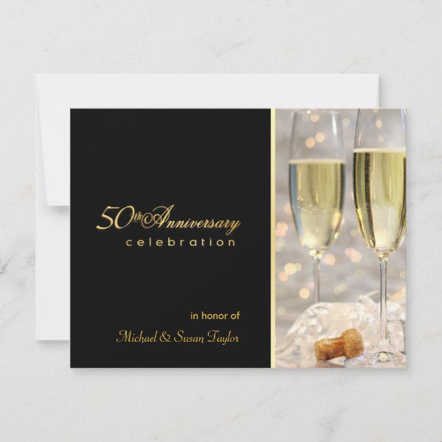 Convites de Aniversário de 50 Anos Elegantes (Frente)