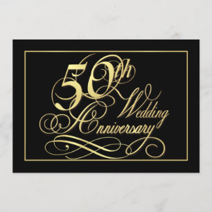 Convites de Aniversário de 50 anos - Formal Ouro