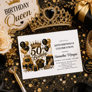 Convites de Aniversário de 50 anos Glamourosos Dou