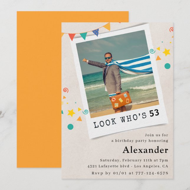 Convites de aniversário de 53 anos engraçados com  (Frente/Verso)