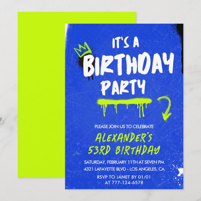 Convites de aniversário de 53 anos para Homens Gra (Frente/Verso)