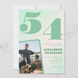 Convites de aniversário de 54 anos gradiente verde