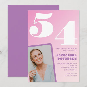 Convites de aniversário de 54 anos Pink Groovy Ret