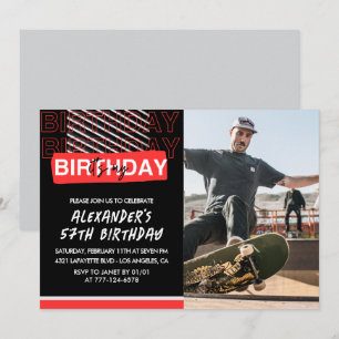 Convites de aniversário de 57 anos com foto preta 