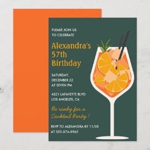 Convites de aniversário de 57 anos de Cocktail Mod