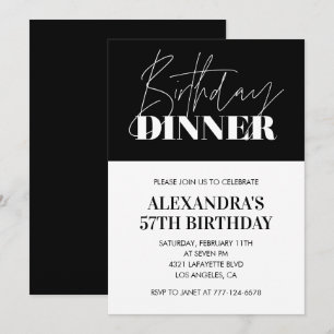 Convites de aniversário de 57 anos Elegante Preto