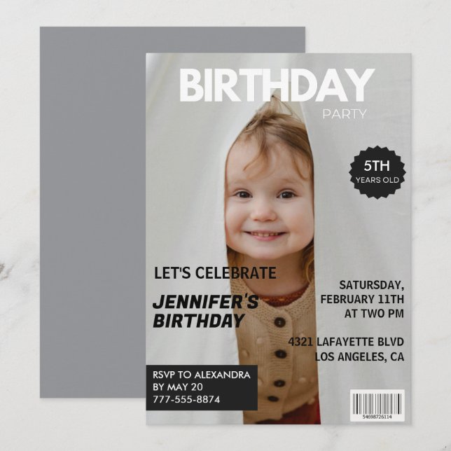 convites de aniversário de 5 anos para ela Capa de (Frente/Verso)