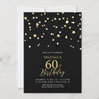 Convites de Aniversário de 60 anos com Confetes de