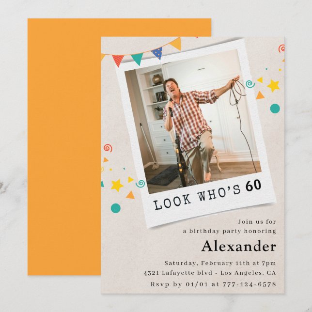 Convites de aniversário de 60 anos engraçados Home (Frente/Verso)