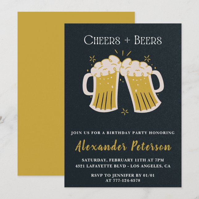 convites de aniversário de 62 anos Cheers Beers Ru (Frente/Verso)