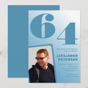 Convites de aniversário de 64 anos com gradiente d