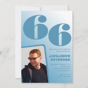 Convites de aniversário de 66 anos com gradiente a