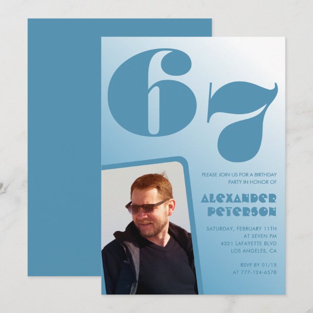 Convites de aniversário de 67 anos com gradiente d (Frente/Verso)