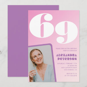 Convites de aniversário de 69 anos Pink Groovy Ret